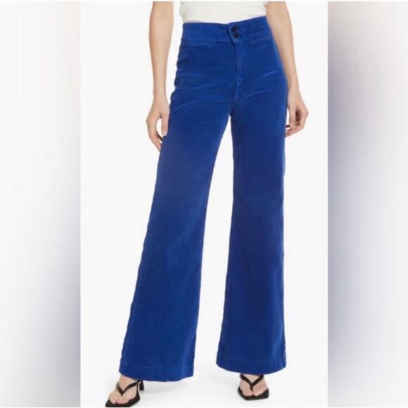 ASKK NY Brighton Wide Leg Corduroy Pants Jeans in Blue Size 26 - Picture 2 of 15